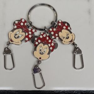 🖤 Disney Minnie Mouse Keychain Set - Red and Silver